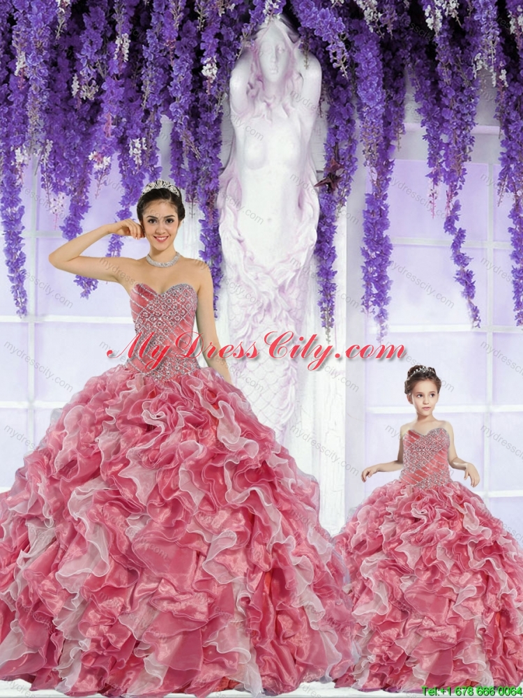 Beautiful Organza Beading and Ruffles Rust Red Princesita Dress