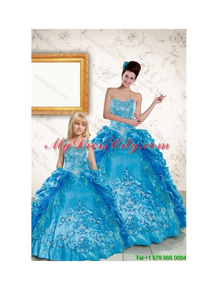 Elegant Sweetheart Embroidery Princesita Dress in Blue