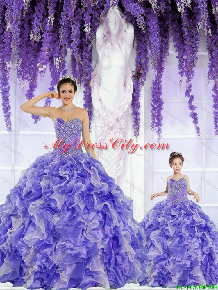 New Arrival Organza Purple Princesita Dress with Beading and Ruffles