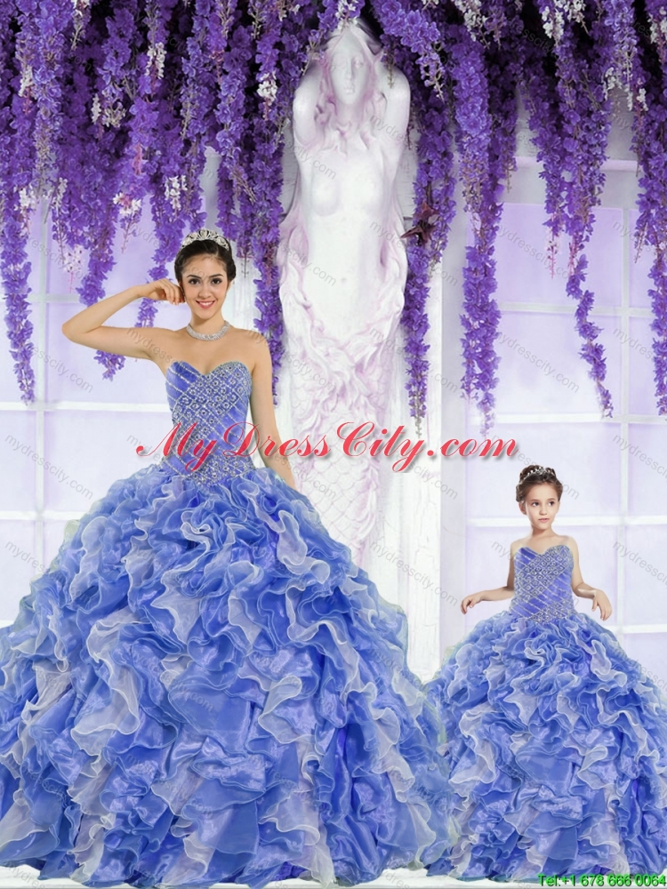 New Style Organza Beading and Ruffles Princesita Dress in Blue