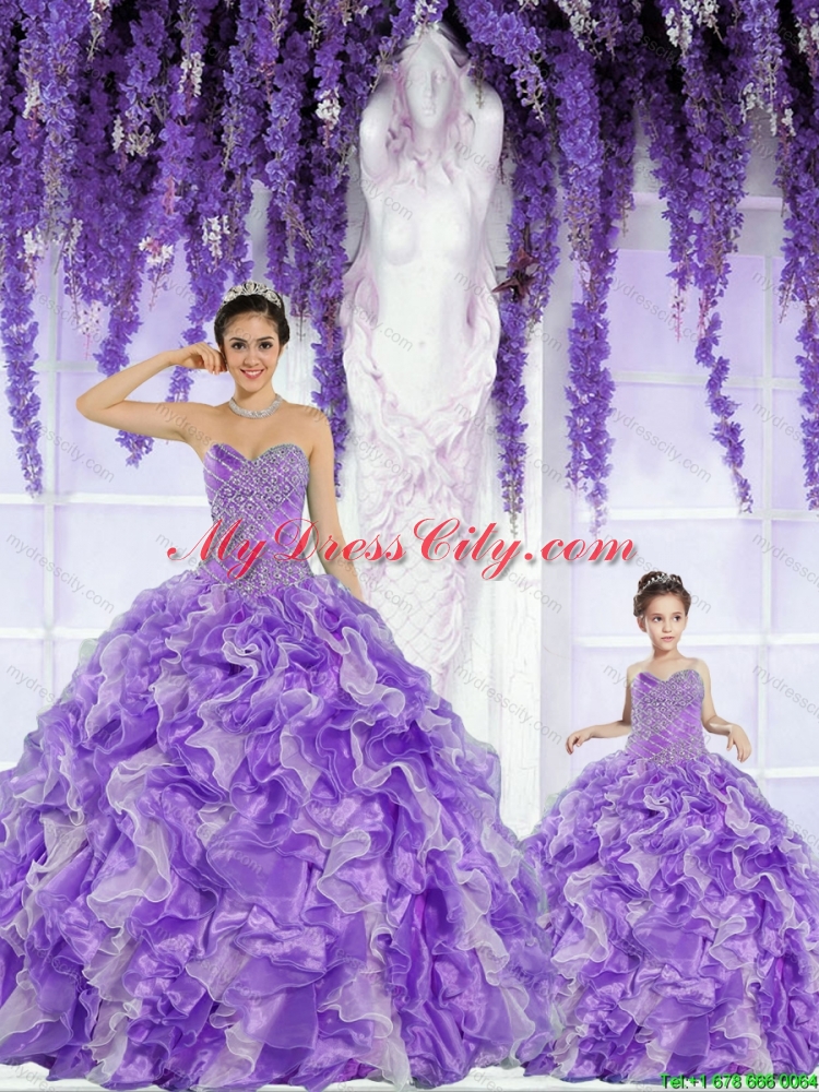 Top Seller Beading and Ruffles Lavender Princesita Dress for 2015