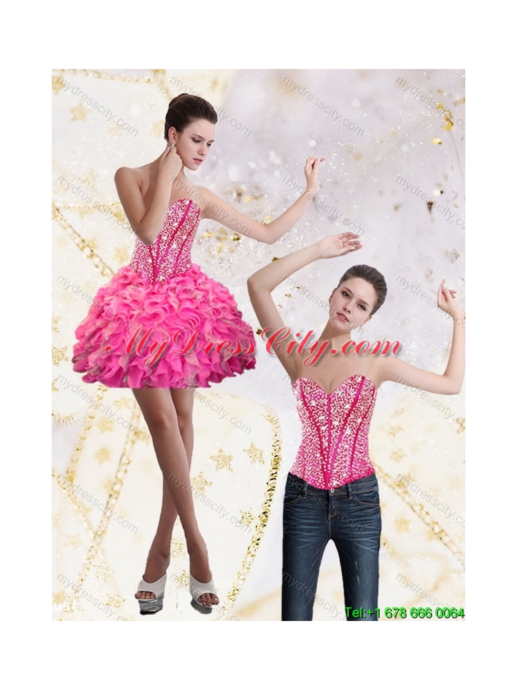 Detachable 2015 Sweetheart Mini Length Prom Skirts with Beading and Ruffles