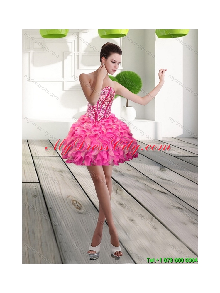 Detachable 2015 Sweetheart Mini Length Prom Skirts with Beading and Ruffles