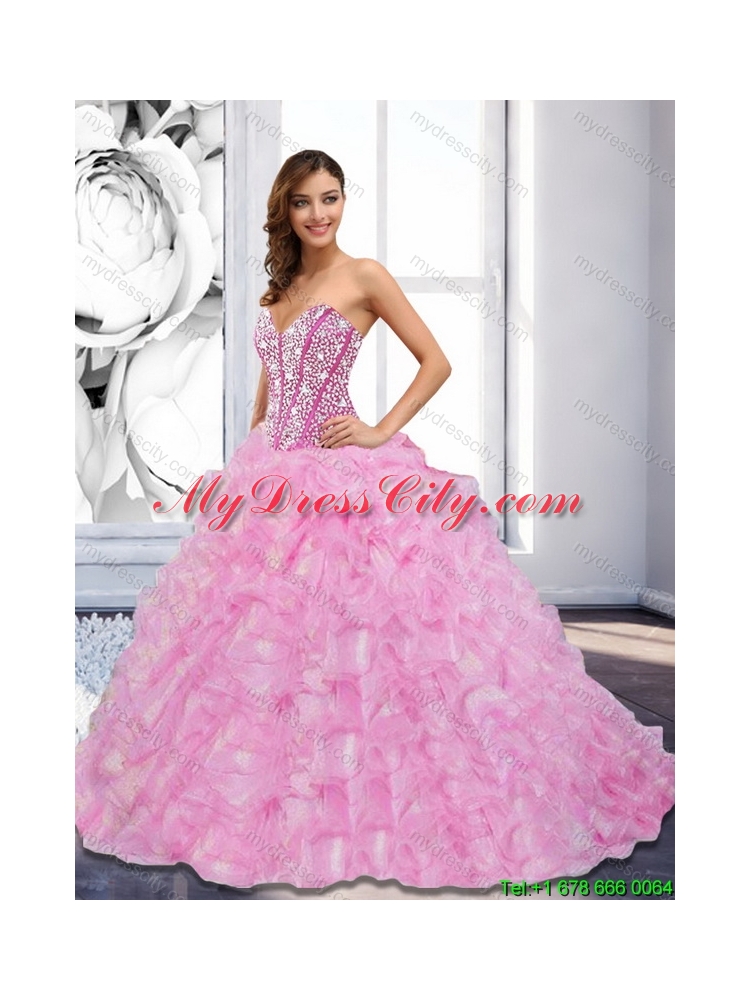 Luxurious Beading and Ruffles Sweetheart 2015 Quinceanera Dresses