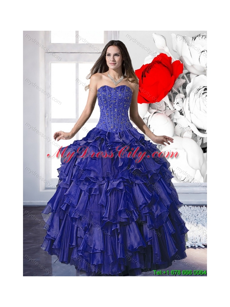 Pretty Beading and Ruffles Ball Gown Quinceanera Dresses for 2015