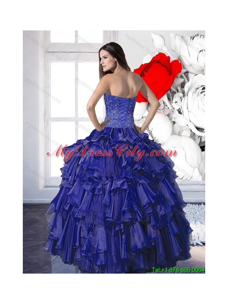 Pretty Beading and Ruffles Ball Gown Quinceanera Dresses for 2015