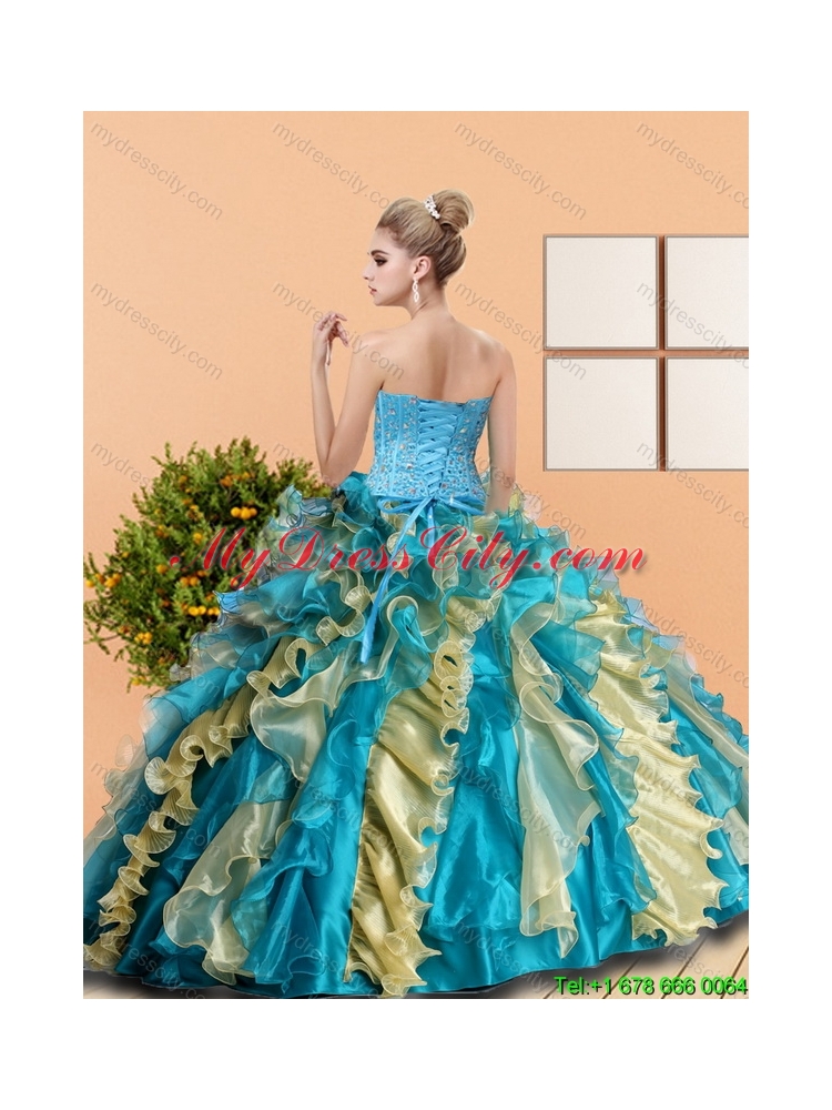 2015 Beautiful Sweetheart Quinceanera Dress with Beading and Ruffles