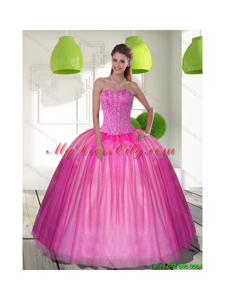 2015 Elegant Beading Sweetheart Ball Gown Quinceanera Dresses