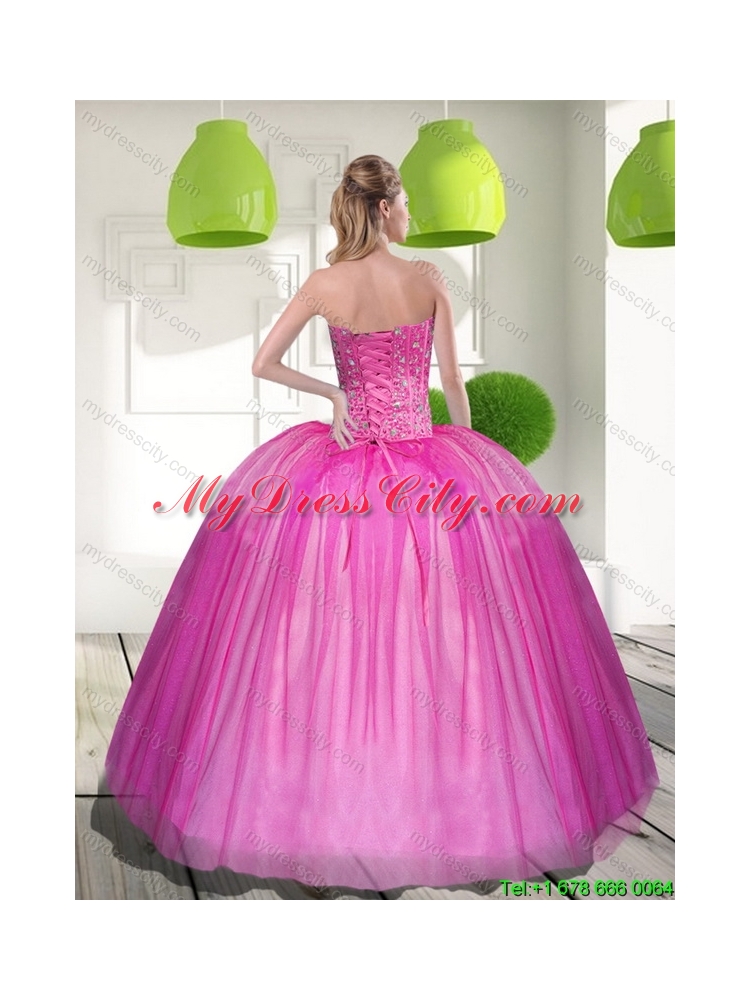 2015 Elegant Beading Sweetheart Ball Gown Quinceanera Dresses