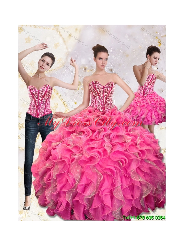 2015 Exquisite Sweetheart Quinceanera Gown with Beading and Ruffles