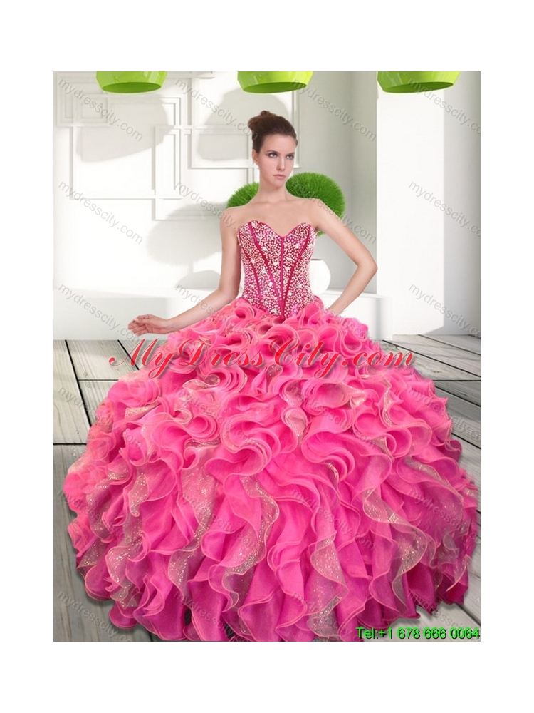 2015 Exquisite Sweetheart Quinceanera Gown with Beading and Ruffles