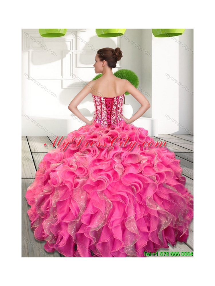 2015 Exquisite Sweetheart Quinceanera Gown with Beading and Ruffles