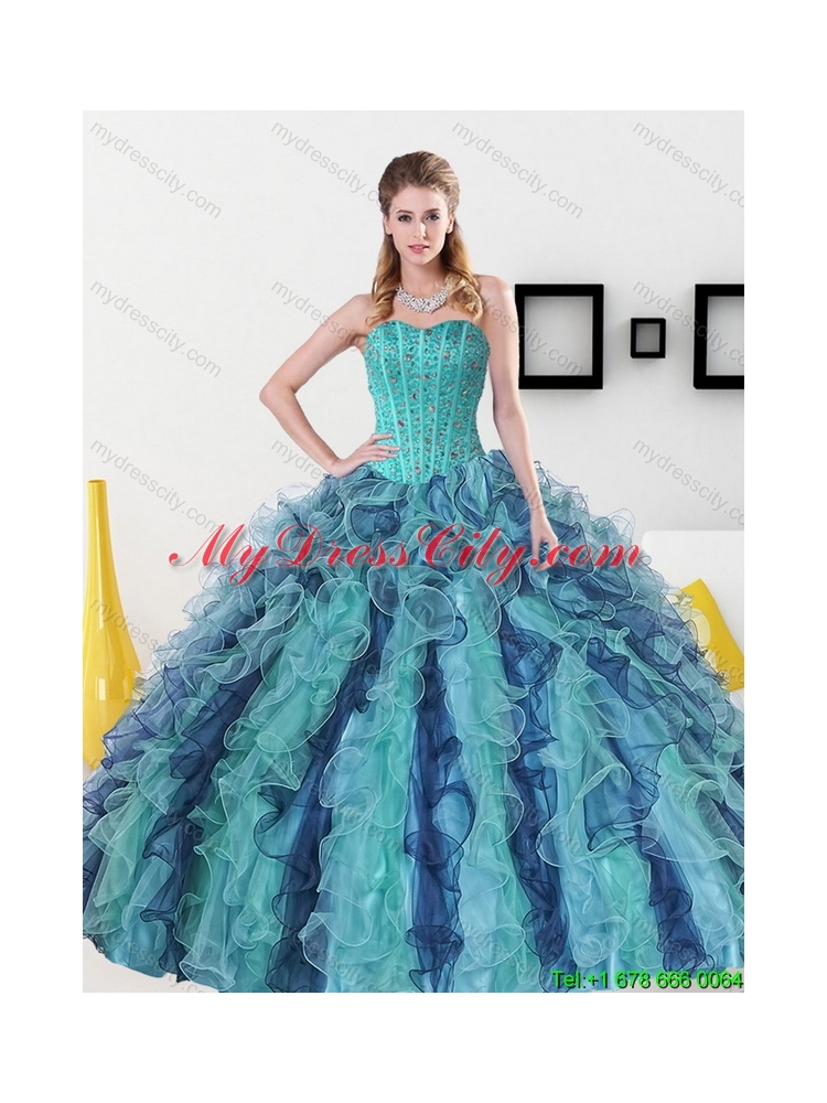 Discount Beading and Ruffles Sweetheart Sweet 16 Dress for 2015