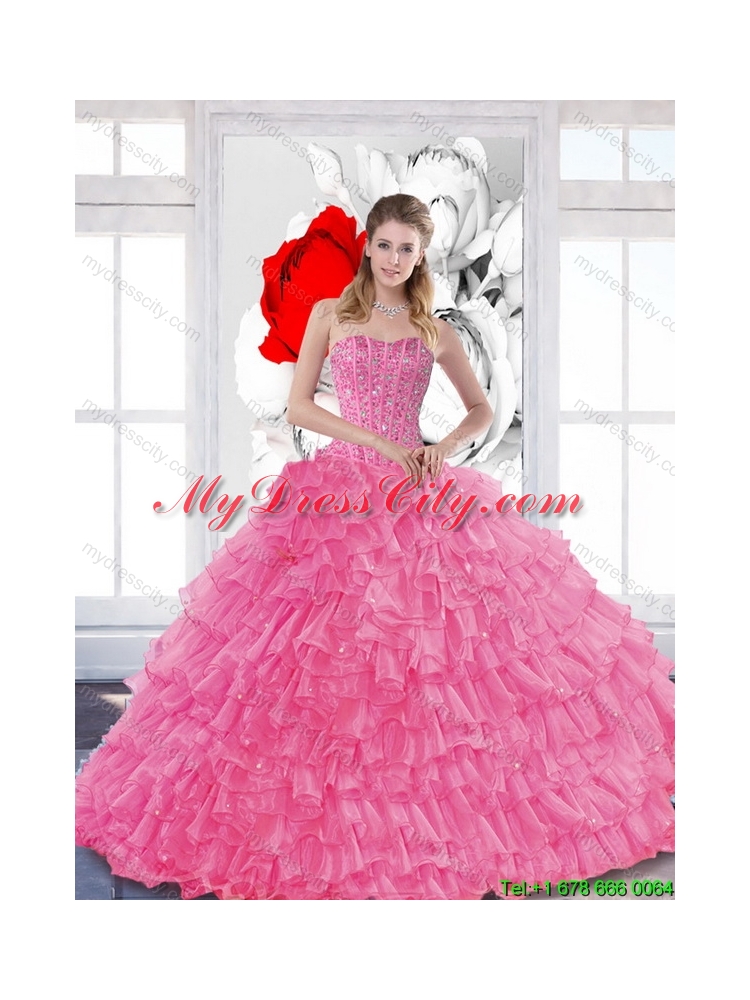 Sophisticated 2015 Quinceanera Dresses with Beading and Ruffled Layers