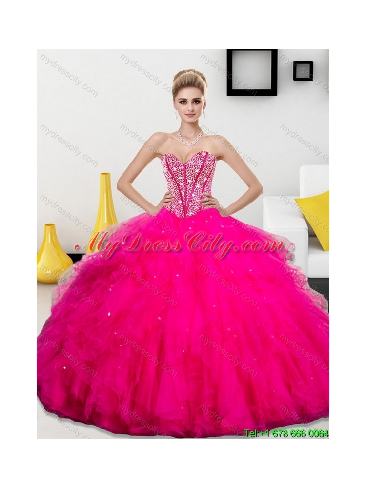 Wonderful Beading and Ruffles Sweetheart 2015 Quinceanera Dresses