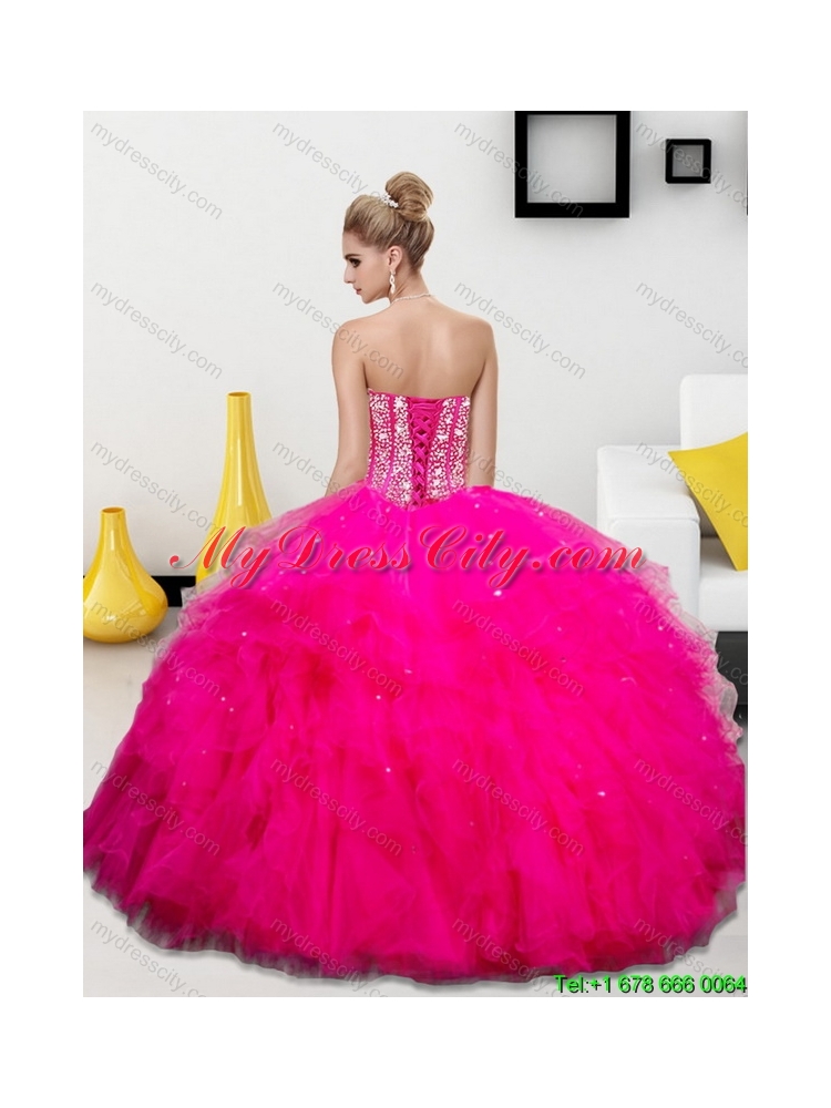 Wonderful Beading and Ruffles Sweetheart 2015 Quinceanera Dresses