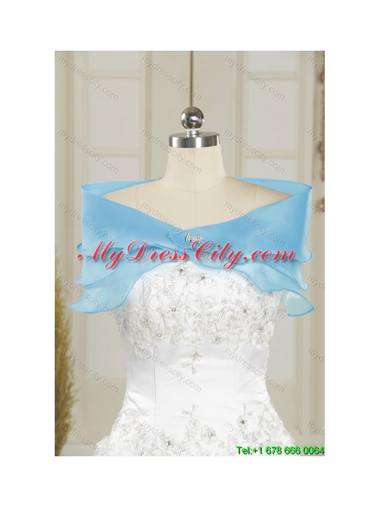 Cheap  New Style Ball Gown Beaded Quinceanera Dress in Baby Blue