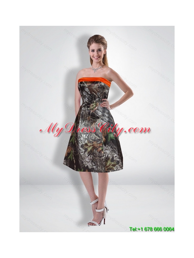 Popular Short Strapless Knee Length Camo  Cheap Prom Dresses