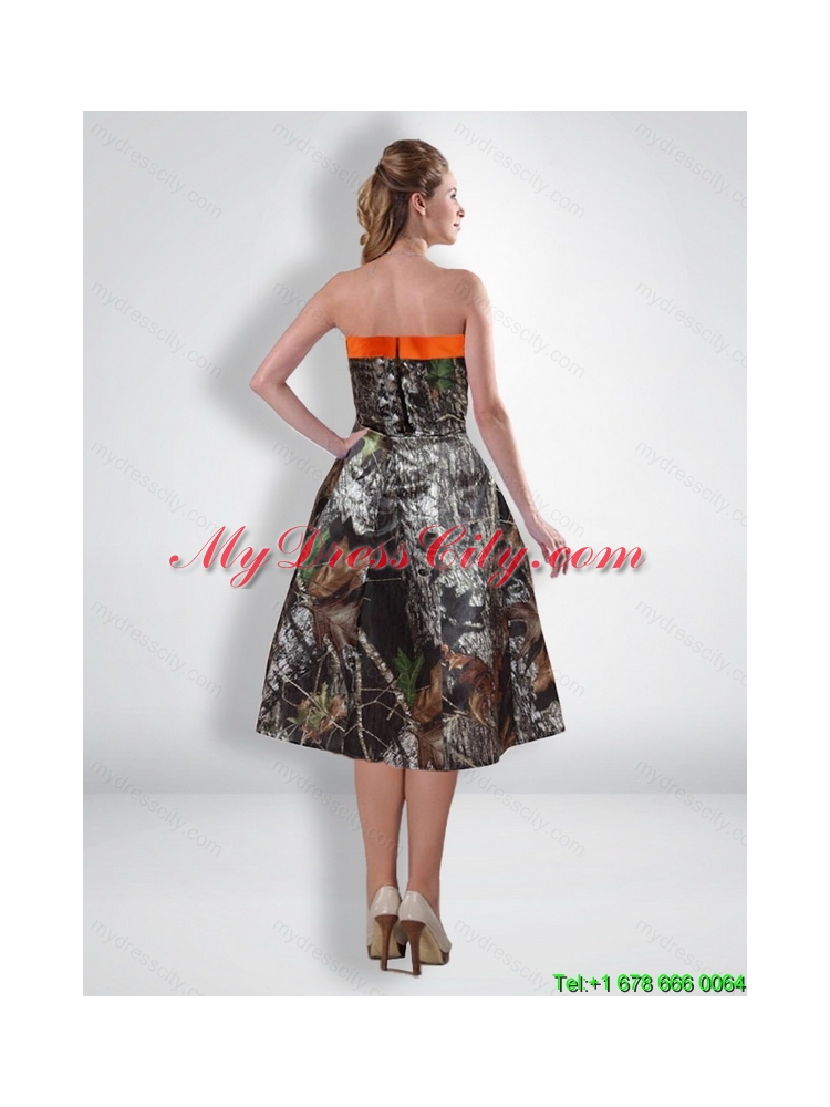 Popular Short Strapless Knee Length Camo  Cheap Prom Dresses