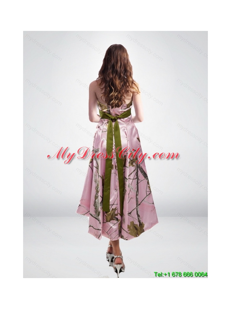 2015 Beautiful Multi Color High Low Camo Most Popular Prom Dresses with Sashes