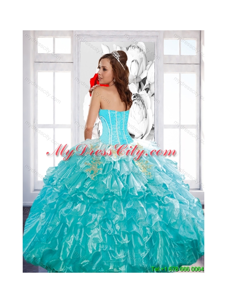 Luxurious 2015 Quinceanera Dress with Ruffled Layers and Appliques