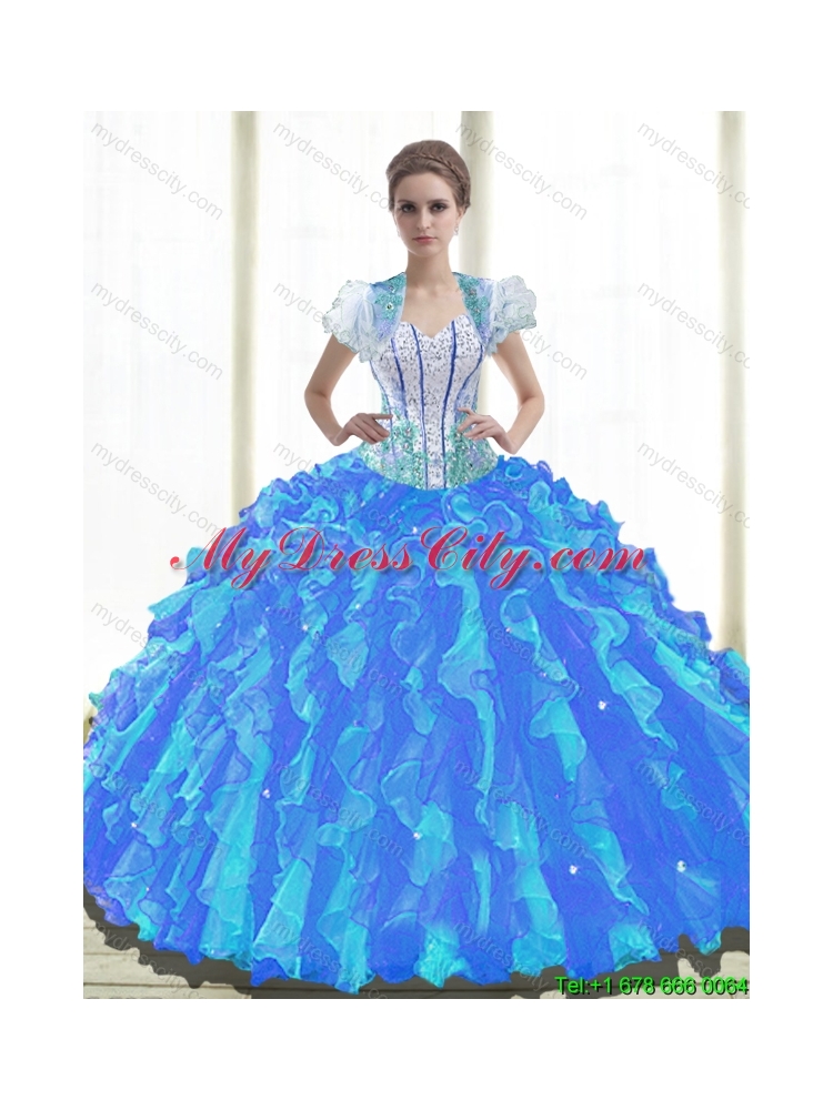 Elegant Ball Gown Detachable Quinceanera Dresses with Beading and Ruffles