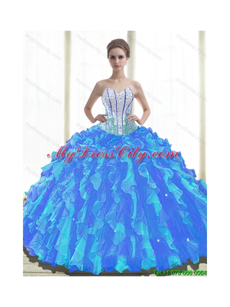 Elegant Ball Gown Detachable Quinceanera Dresses with Beading and Ruffles