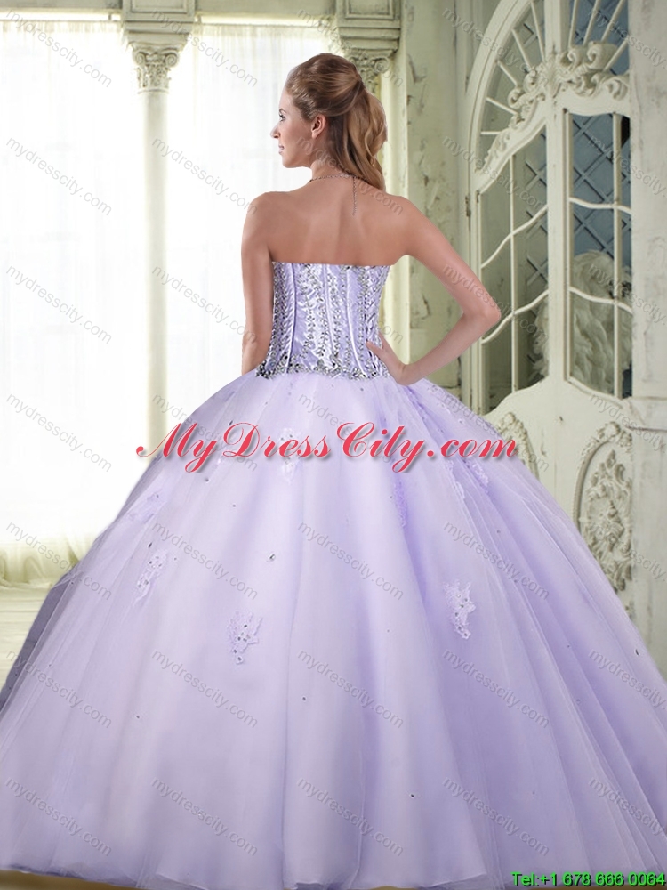 Luxurious Beaded Sweetheart Quinceanera Dresses in Lavender for 2015