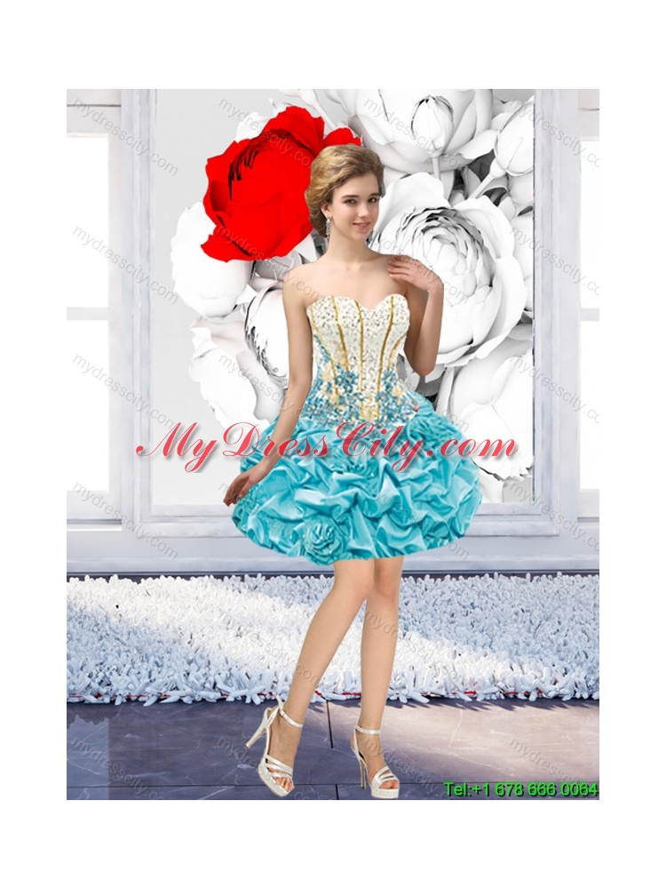 Popular Hand Made Flowers and Beaded Detachable Quinceanera Dresses with Pick Ups