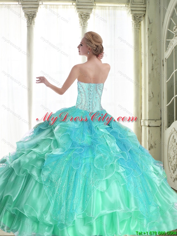 Pretty A Line 2015 Detachable Quinceanera Dresses with Beading