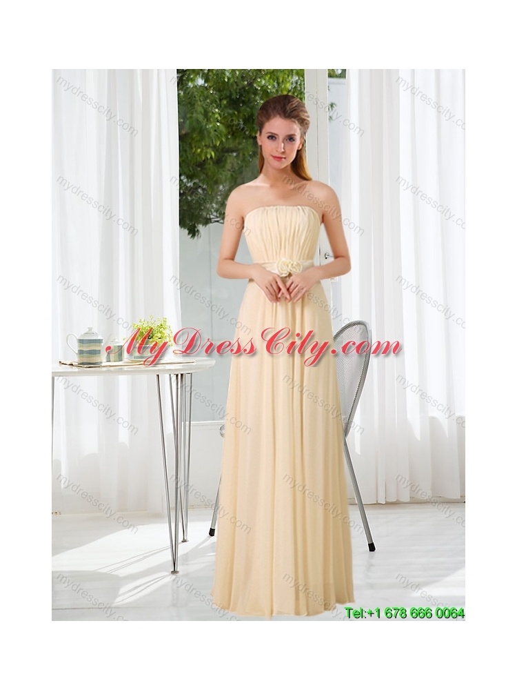 New Arrival Empire Ruching 2015 Summer Floor Length Dama Dresses