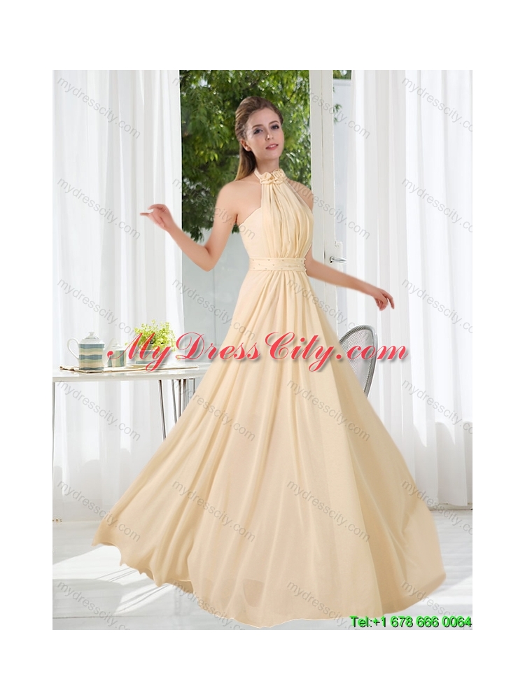 New Arrival Empire Ruching 2015 Summer Floor Length Dama Dresses