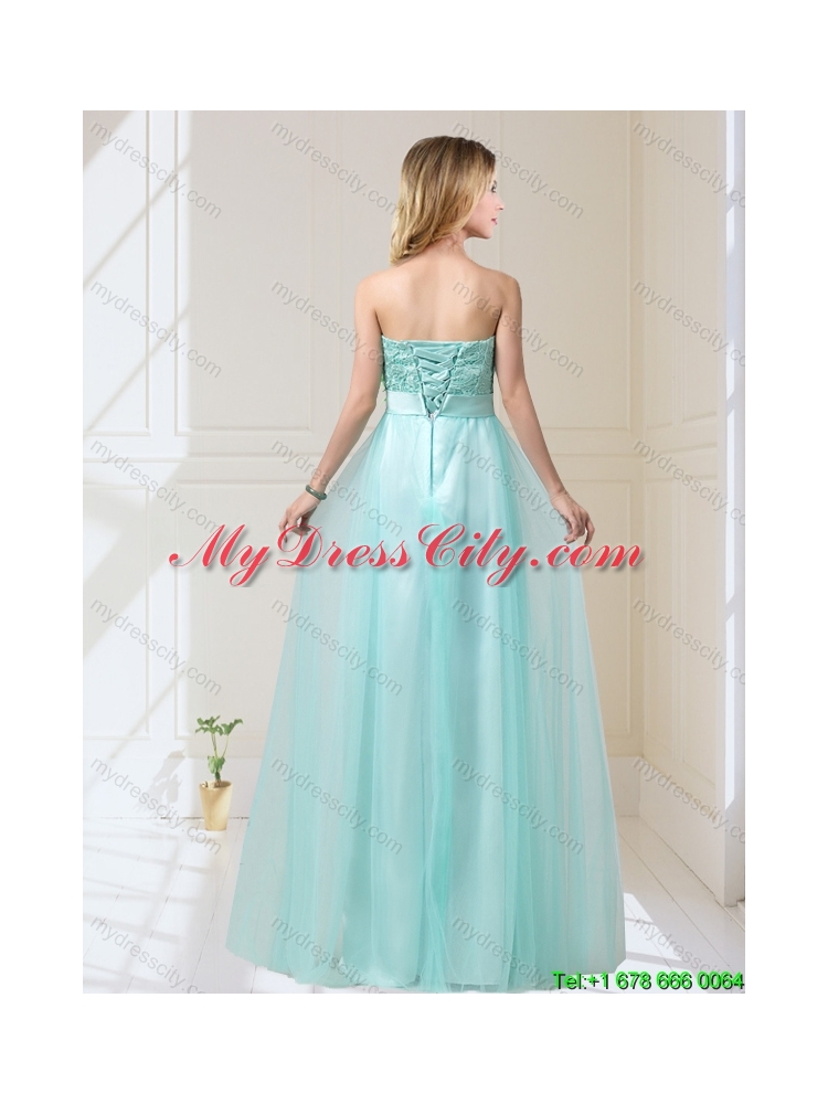 2015 Empire Strapless Bridesmaid Dresses with Hand Made Flowers