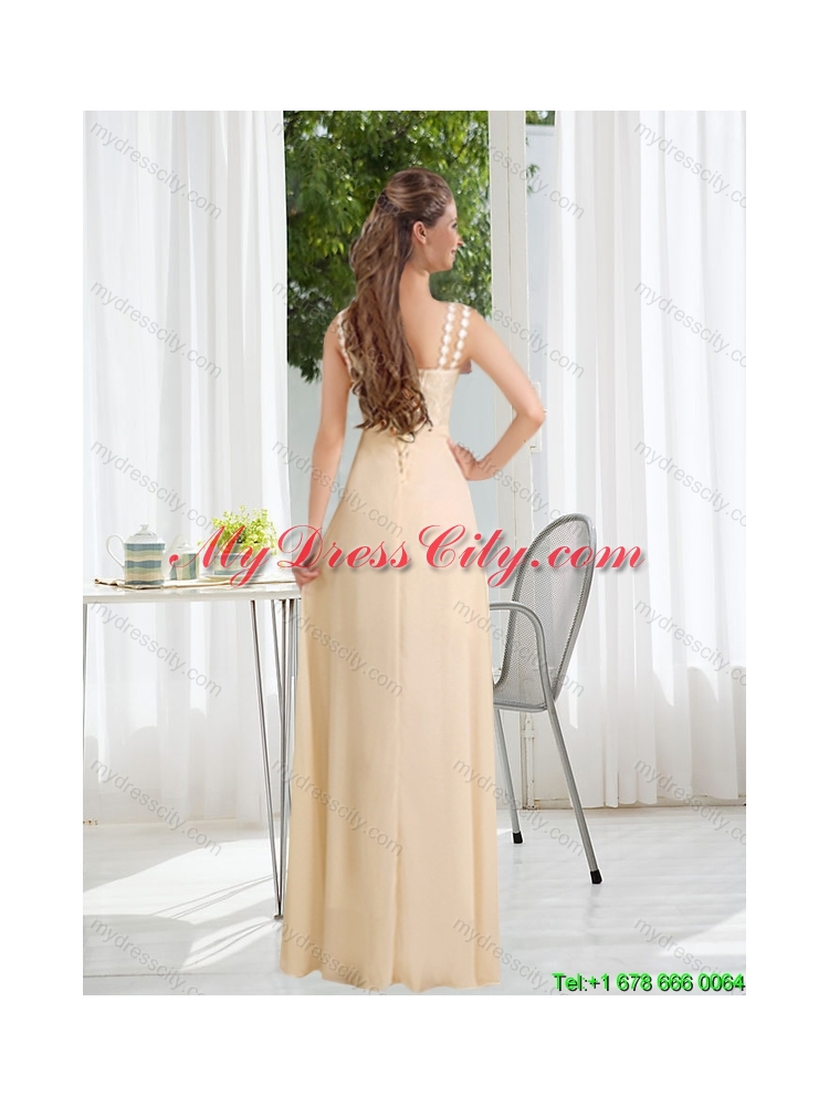 2015 Fall Elegant Straps Empire Bowknot Lace Dama Dress