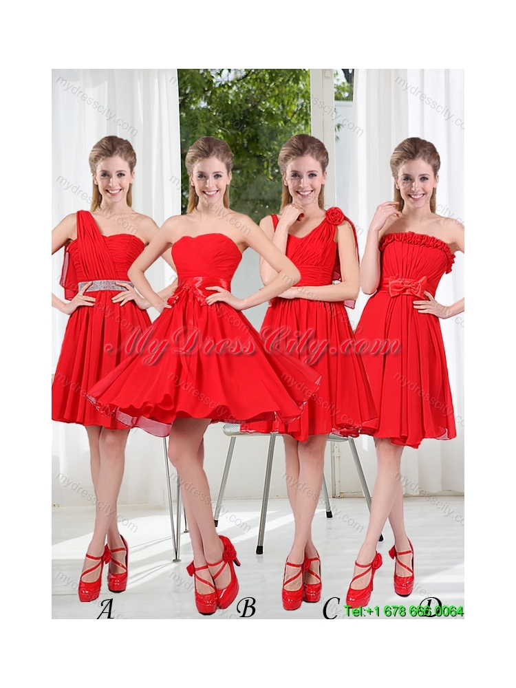 2015 Summer New Style Bridesmaid Dress Chiffon Ruching with A Line