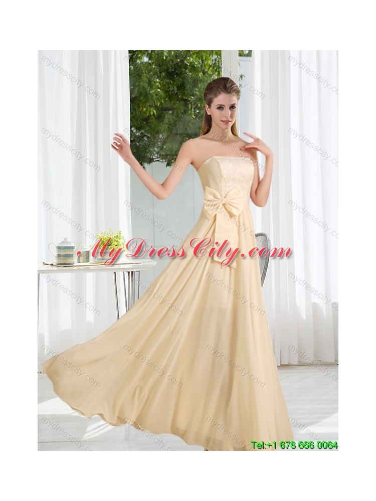 Strapless Empire Bowknot Lace Pretty Dama Dress for 2015 Summer