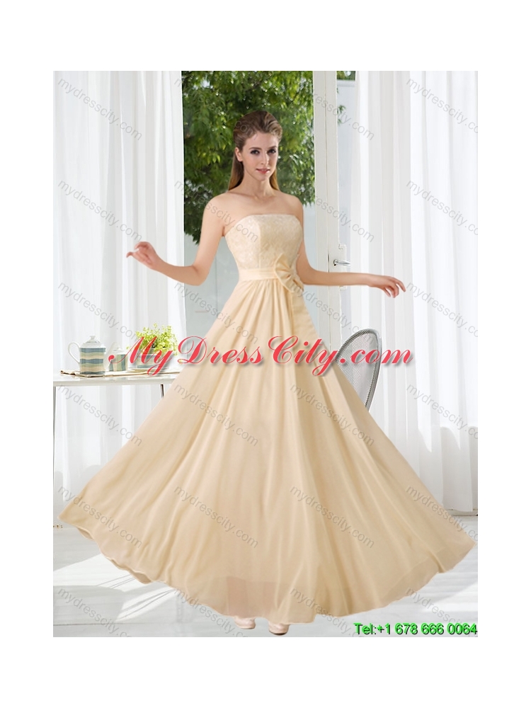 Strapless Empire Bowknot Lace Pretty Dama Dress for 2015 Summer