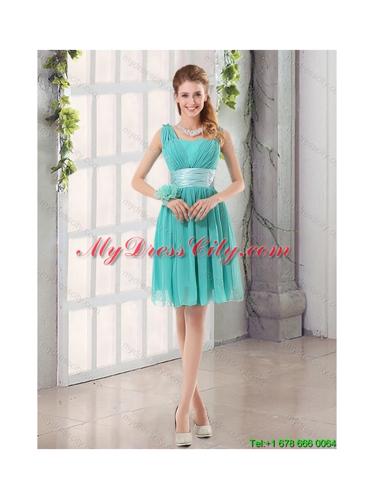 Straps Ruching Sweetheart A Line 2015 Summer Elegant Dama Dress