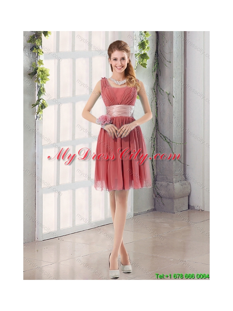 Straps Ruching Sweetheart A Line 2015 Summer Elegant Dama Dress