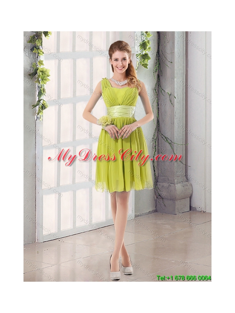 Straps Ruching Sweetheart A Line 2015 Summer Elegant Dama Dress