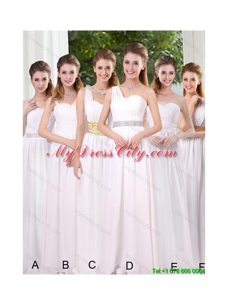 White Ruching Empire Beautiful Dama Dresses for 2015 Fall