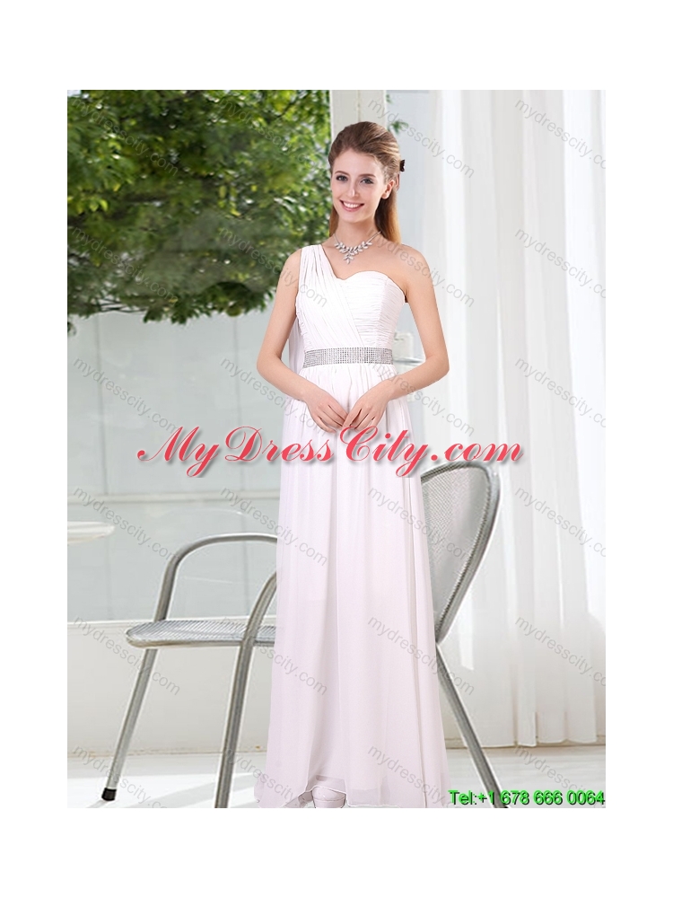 White Ruching Empire Beautiful Dama Dresses for 2015 Fall