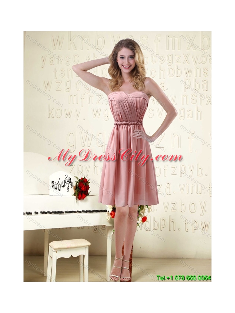 2015 Summer Sweetheart Ruched Pretty Dama Dresses in Chiffon with Waistband