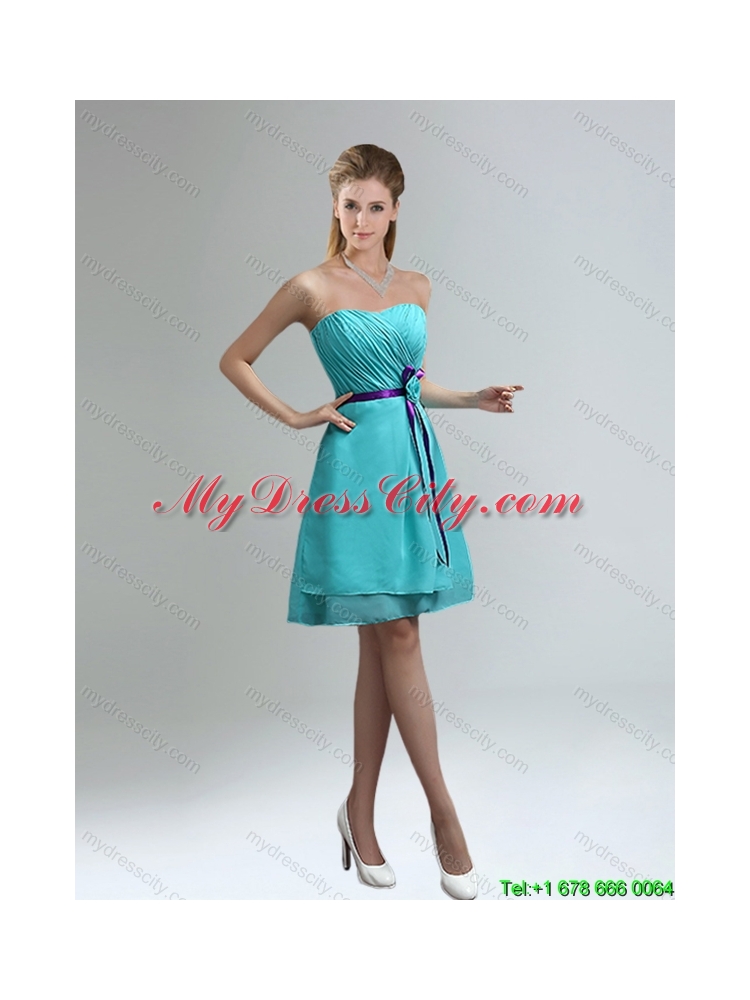 2015 Top Seller Blue And Purple Sweetheart Dama Dresses with Ruches