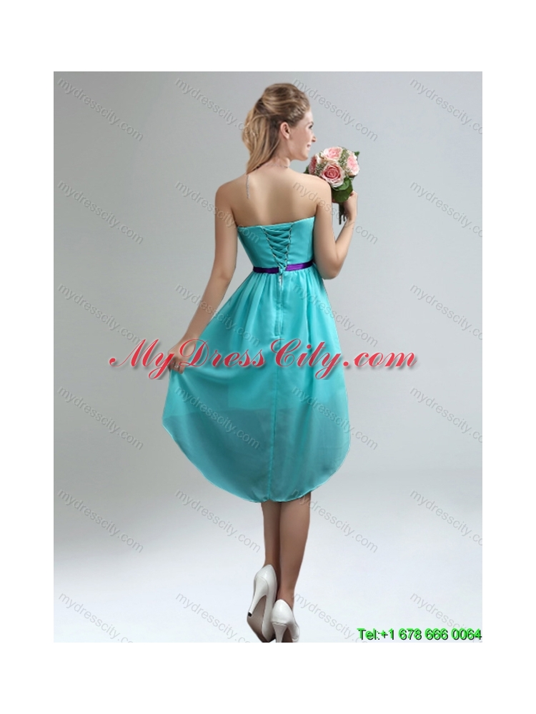 2015 Top Seller Blue And Purple Sweetheart Dama Dresses with Ruches