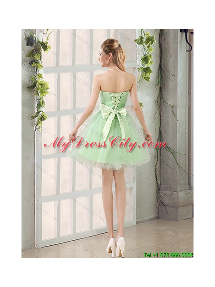 2015 Fall A Line Sweetheart Lace Up Elegant Dama Dress in Apple Green