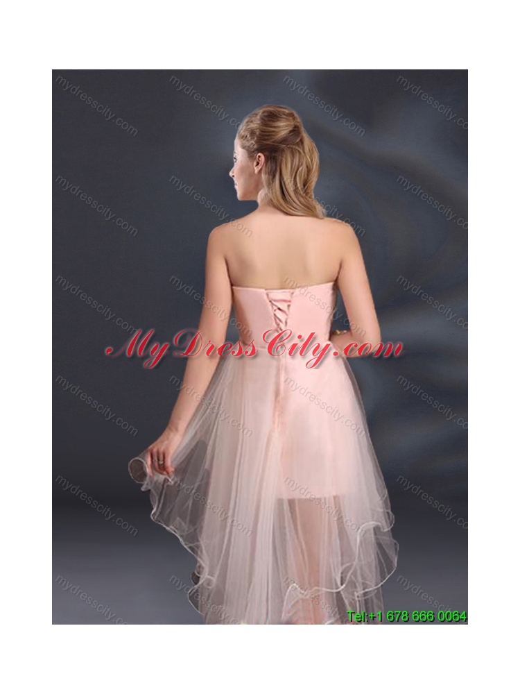 Appliques Strapless Ruffles Organza 2015 Summer Top Seller Dama Dresses