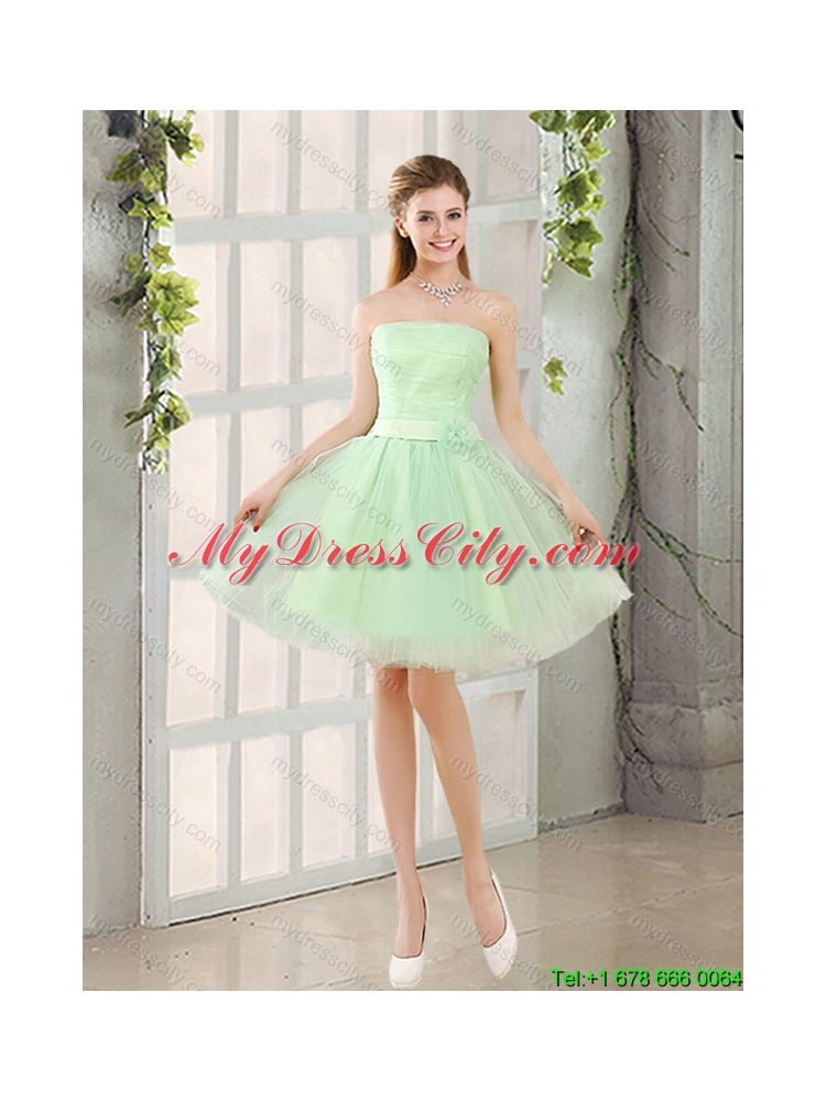 Ruching Organza A Line Mini Length 2015 Summer New Arrival Dama Dress with Lace Up