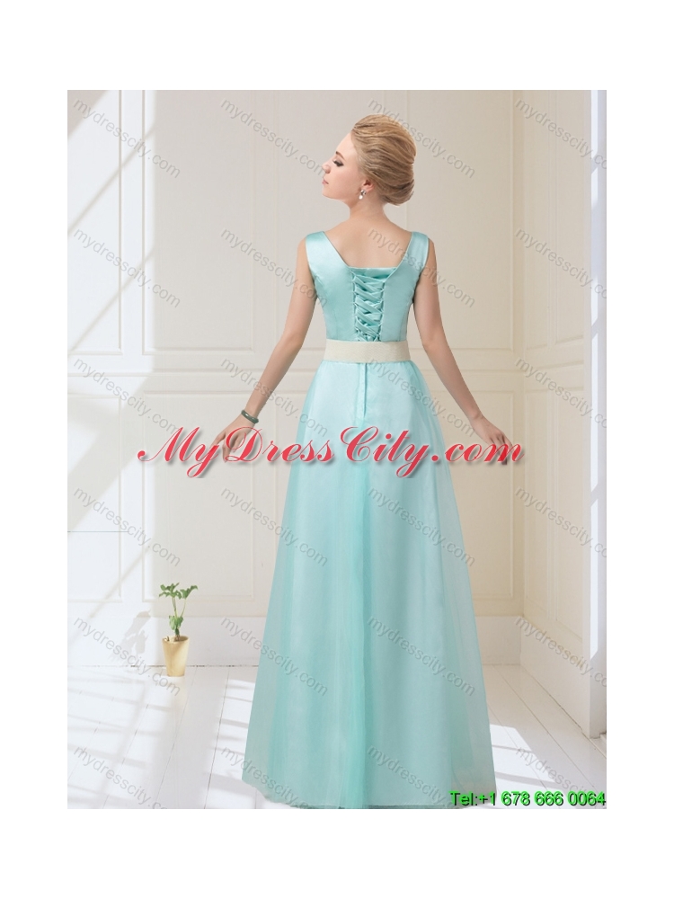 Perfect V Neck Floor Length Dama Dresses with Bowknot for 2015 Fall