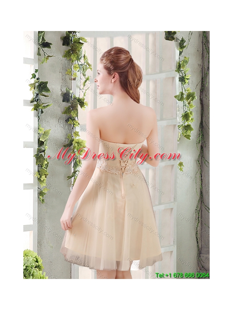 Sweetheart A Line Appliques Champagne   Pretty Dama Dress for 2015 Summer